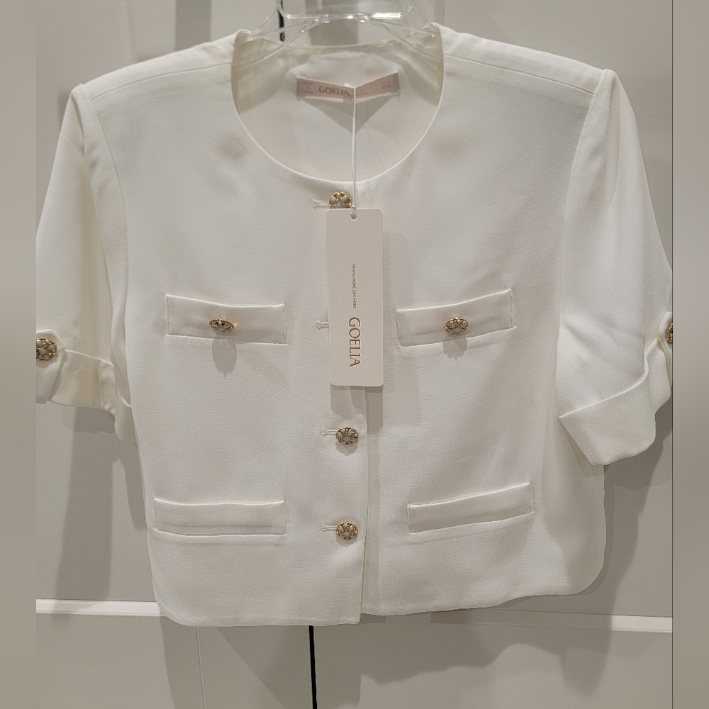 Goelia Women's White Short Sleeve Blaser